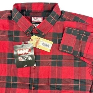 RSVLTS Marvel Scarlet Witch‎ Flannel Plaid Button Up Shirt Mens Size XL